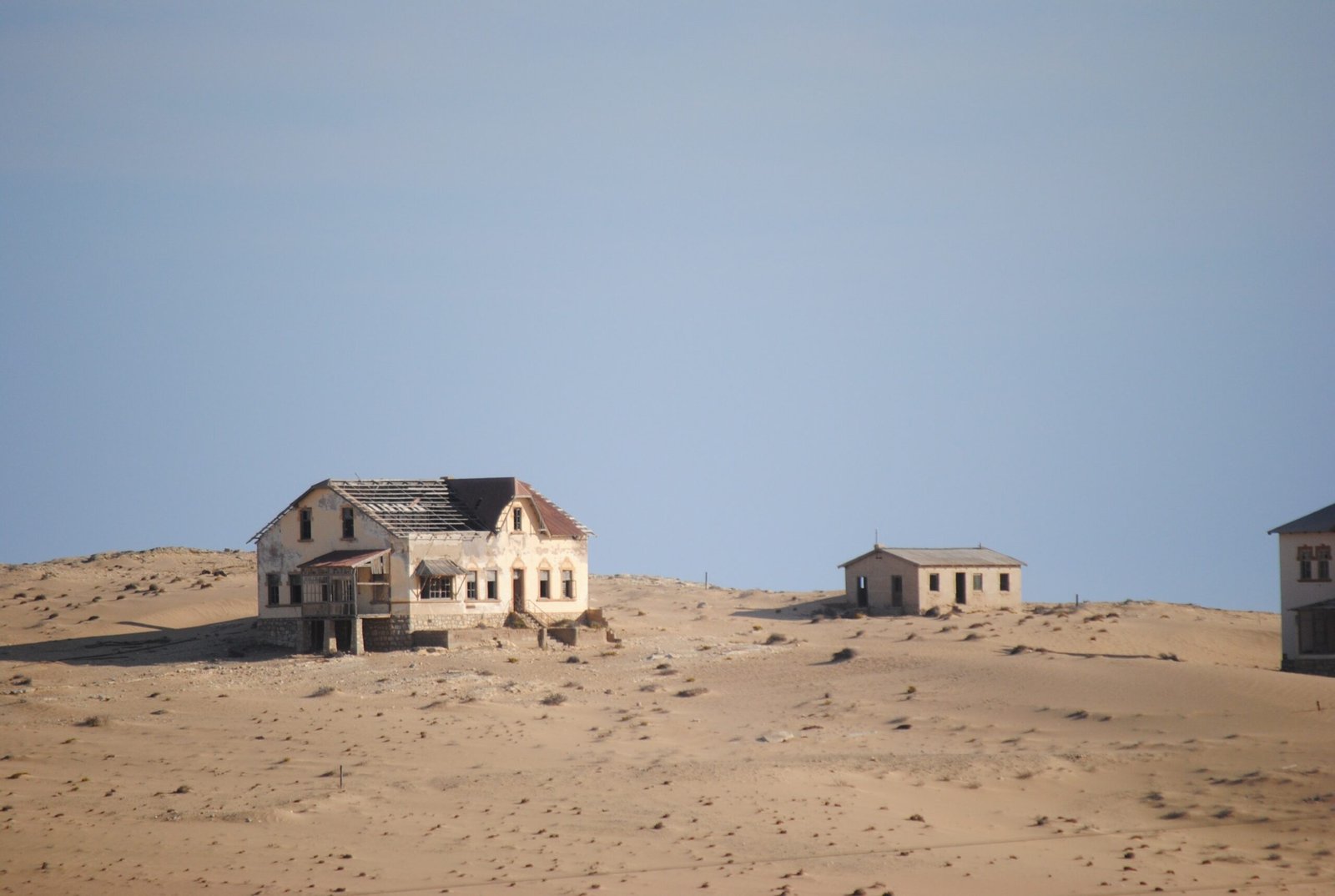 Photograph of abandoned houses in a ghost town