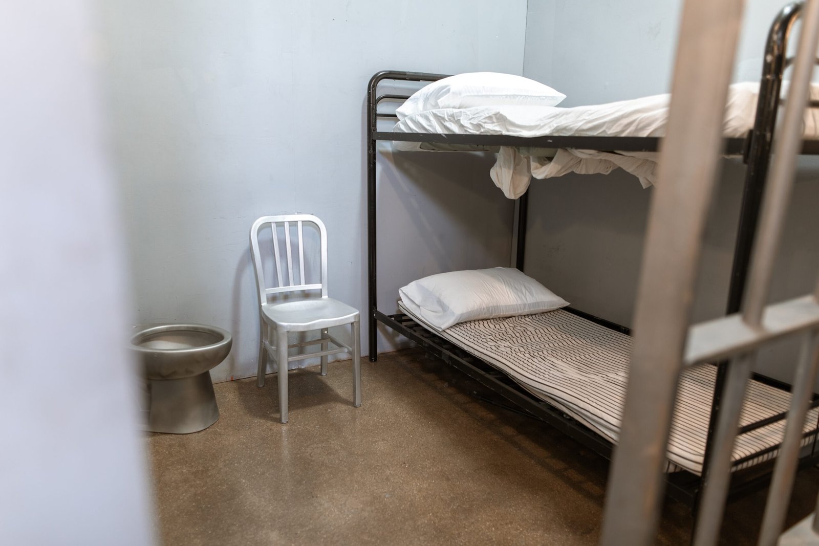 A photograph of a prison cell