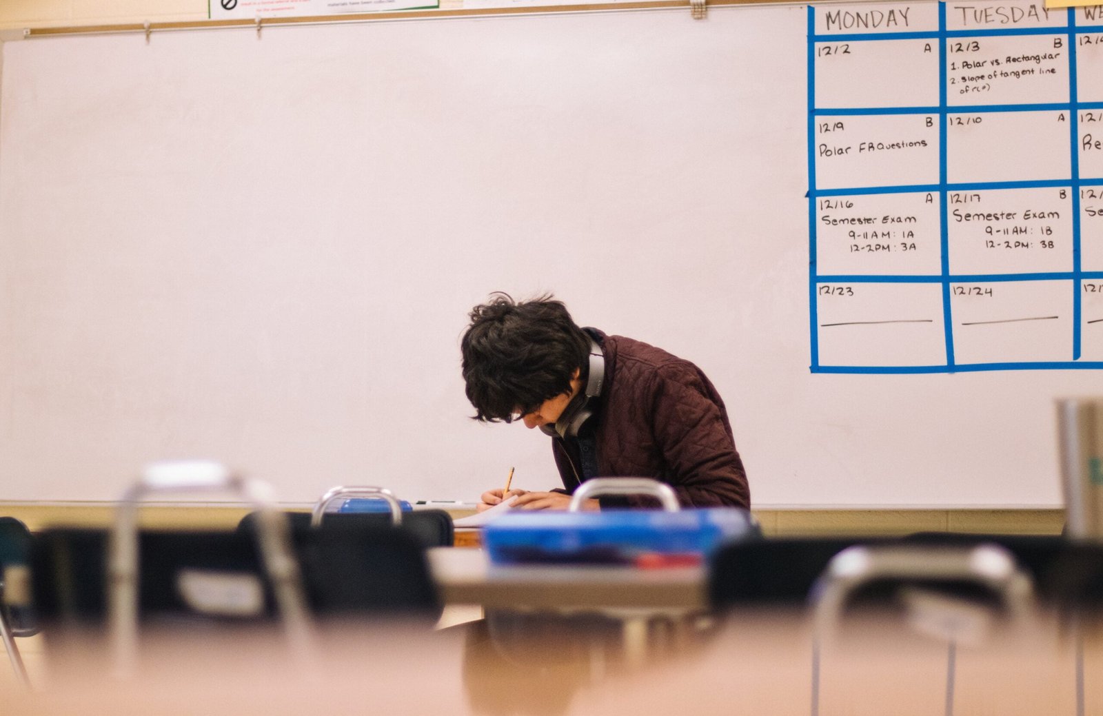 Photograph of a student taking a test