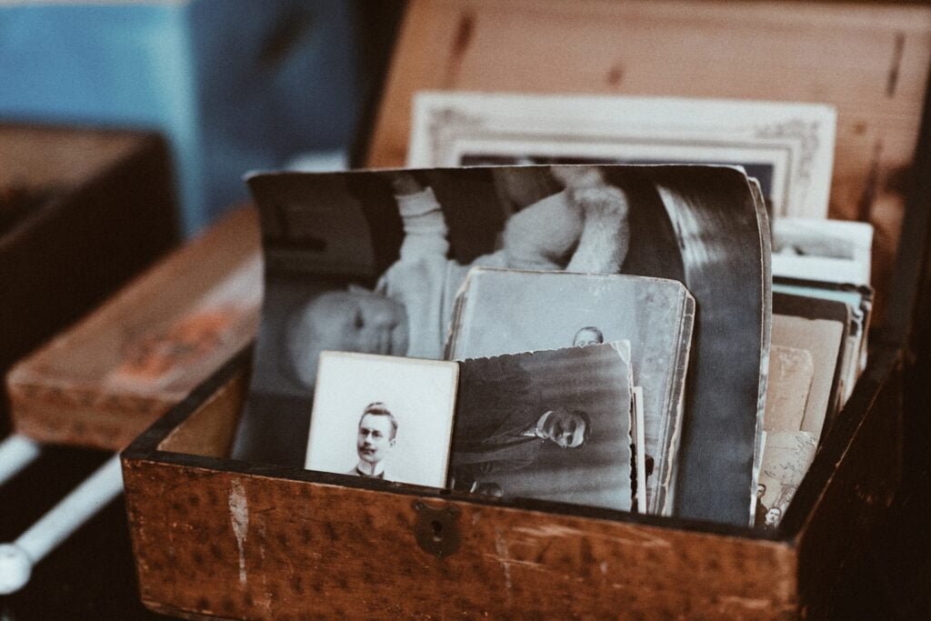 Personal memories and photographs kept in a box