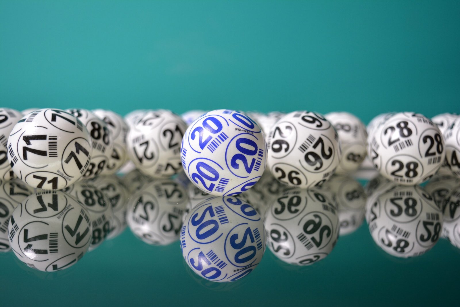 Lottery balls on a shiny table