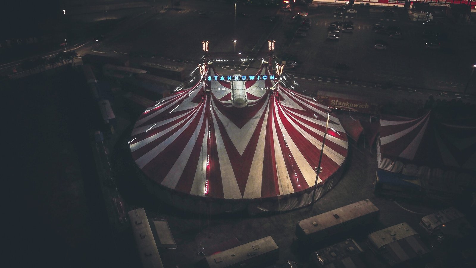 A circus tent seen from above